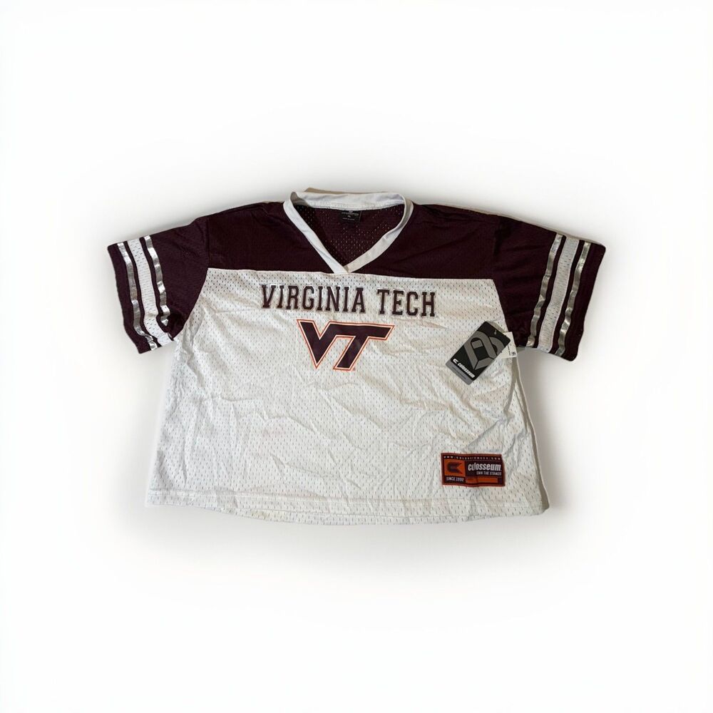 NWT Virginia Tech Hokies Colosseum Women’s XL Football Jersey Shirt White Maroon